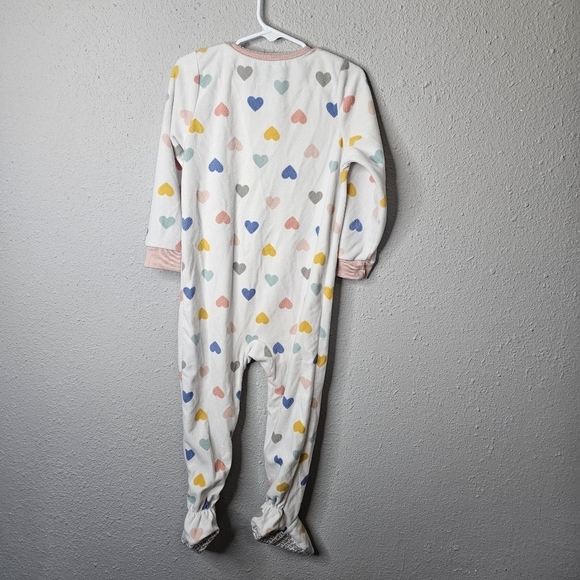 Carter's Footed Pajama Toddler 4T White Pink Heart Zip Up Long Sleeve Clean Girl - Picture 7 of 11